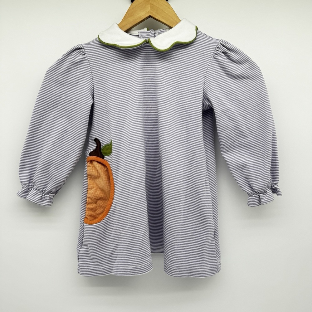 Zuccini‎ Kids Purple White Stripe Applique Long Sleeve Shirt Dress Size 4T